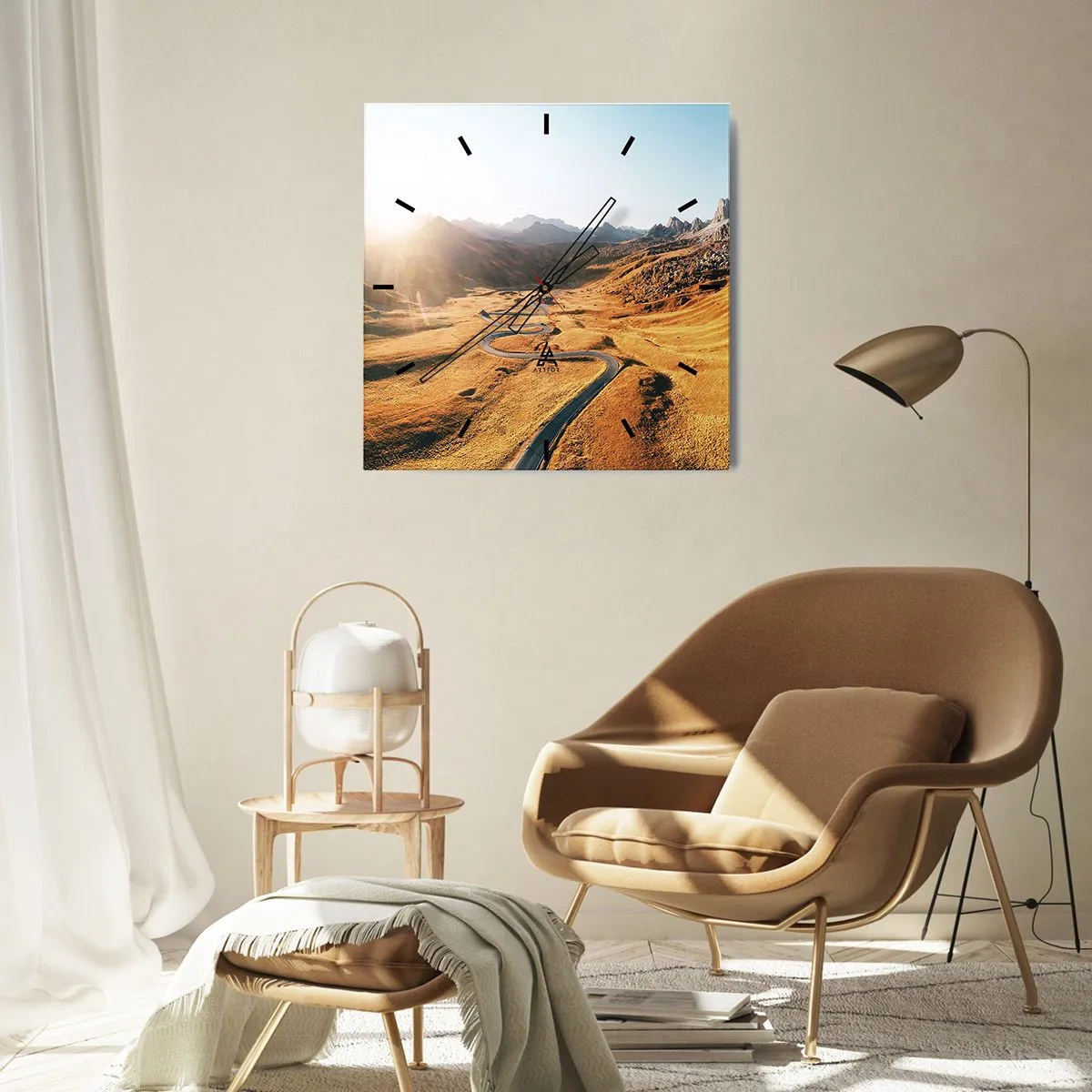 Horloge murale - Pendule murale - Dans une vallée dorée - 40x40 cm