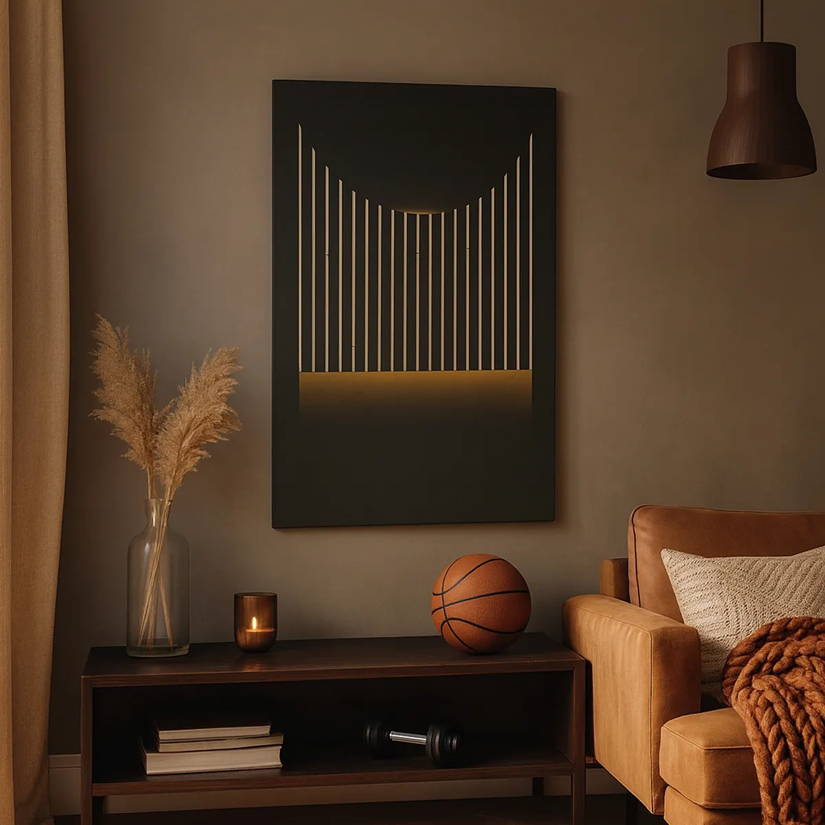 Impression sur toile - Image sur toile - Motif géométrique à rayures sur fond sombre - 50x70cm - Explorez les ténèbres - Décoration murale moderne pour le salon et la chambre ARTTOR