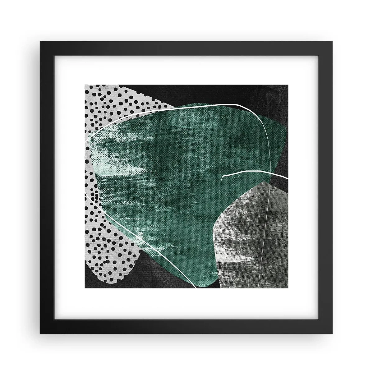 Affiche dans un cadre noir - Poster - Abstraction colorée avec feuille d'or - 30x30 cm