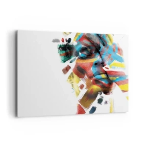 Impression sur toile - Image sur toile - Portrait abstrait aux couleurs vives - 100x70cm - Personnalité colorée - Décoration murale moderne pour le salon et la chambre ARTTOR