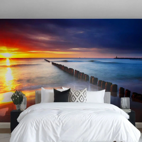 Papier Peint Photo Standard Eco - Ecoute le silence - Paysage, Coucher de soleil, Plage - 350x256 cm