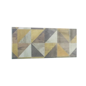 Impression sur verre - Image sur verre - Composition géométrique de triangles aux tons terreux - 120x50cm - Suivant l'angle du triangle - Décoration murale moderne pour le salon et la chambre ARTTOR