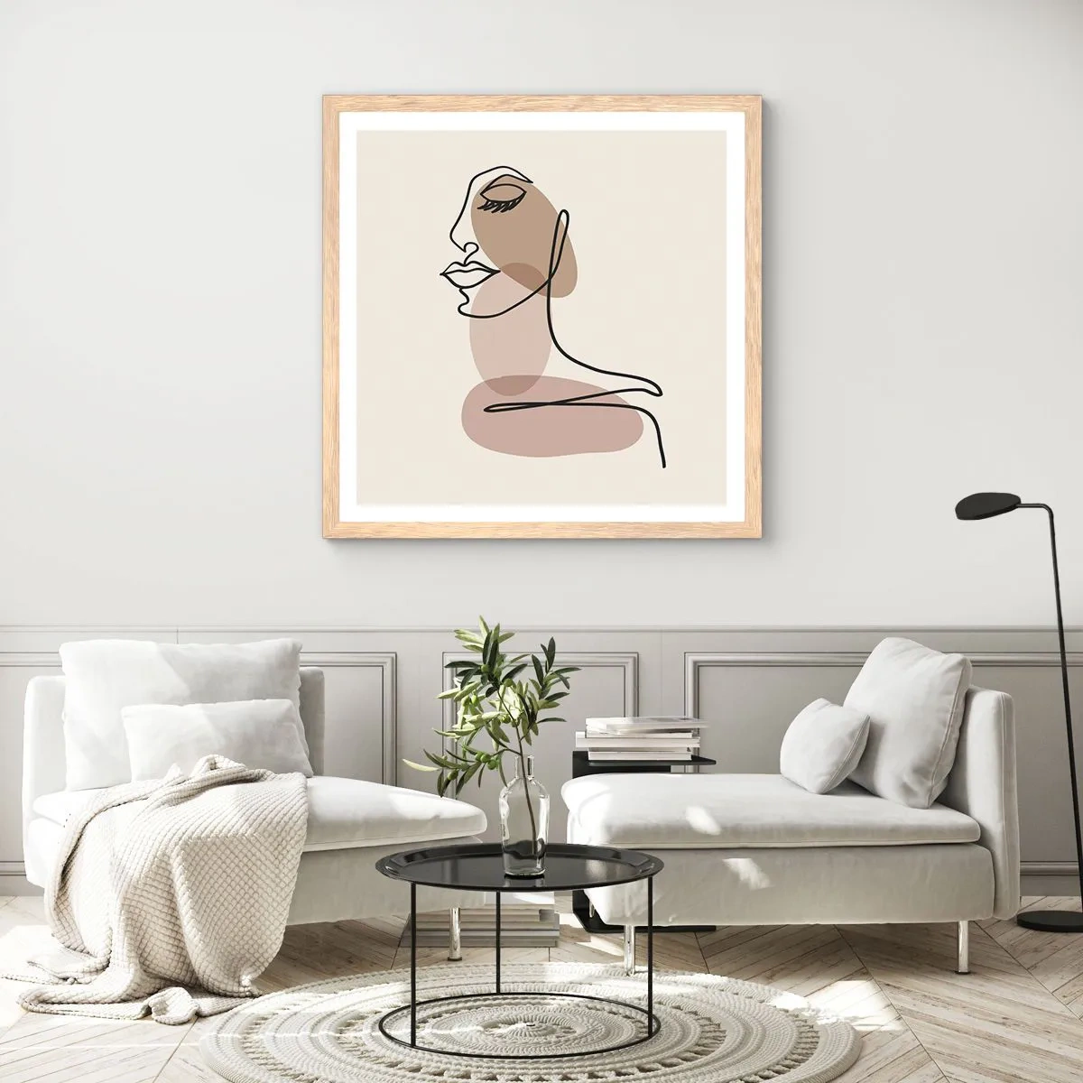 Affiche dans un chêne clair - Poster - S'écouter - 40x40 cm