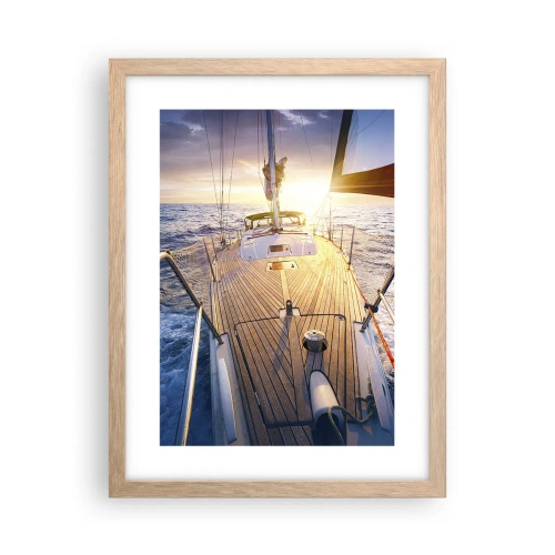 Affiche dans un chêne clair - Poster - Courir sur les vagues - 30x40 cm