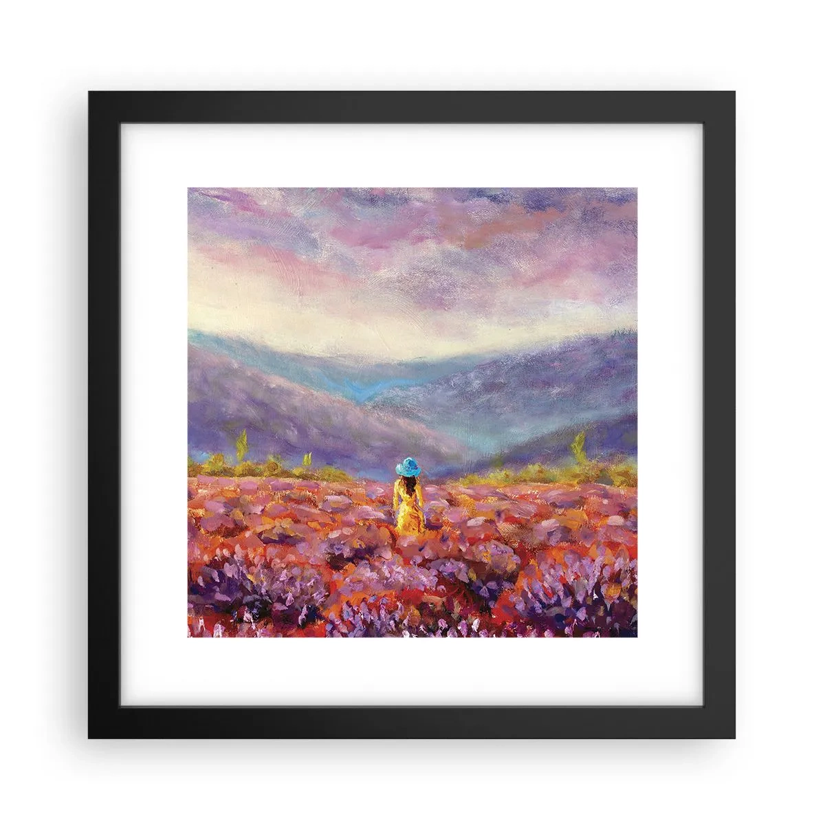 Affiche dans un cadre noir - Poster - Dans un monde lavande - 30x30 cm