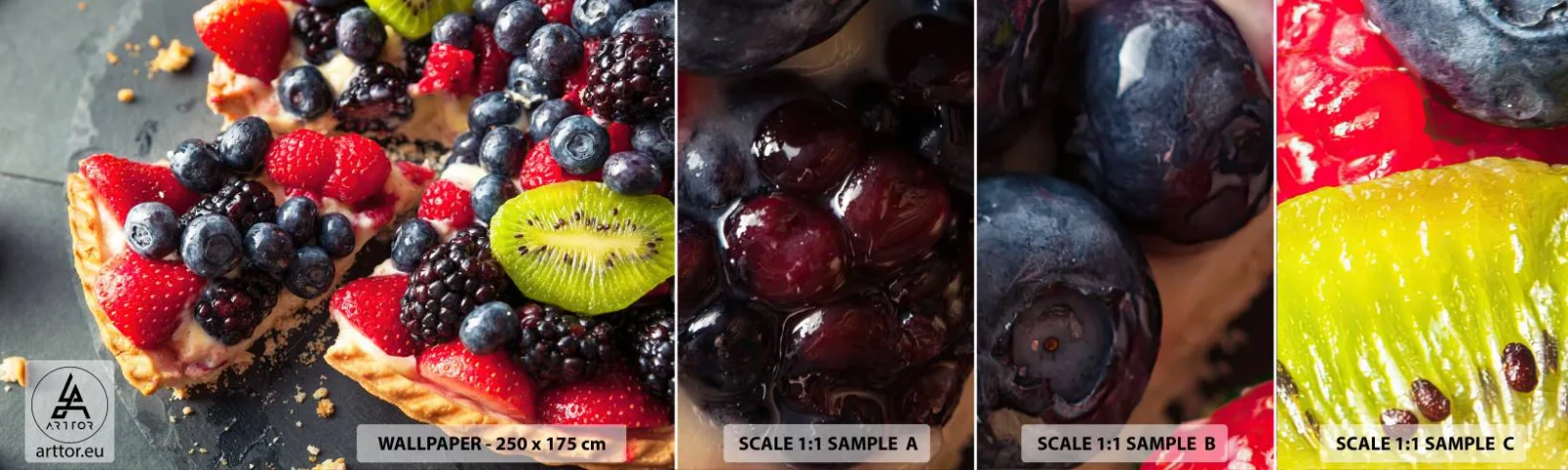 Échantillon de Papier Peint Autocollant Deluxe Sticker - Dolce vita! - La gastronomie, Tarte aux fruits, Gâteau - 100x30 cm