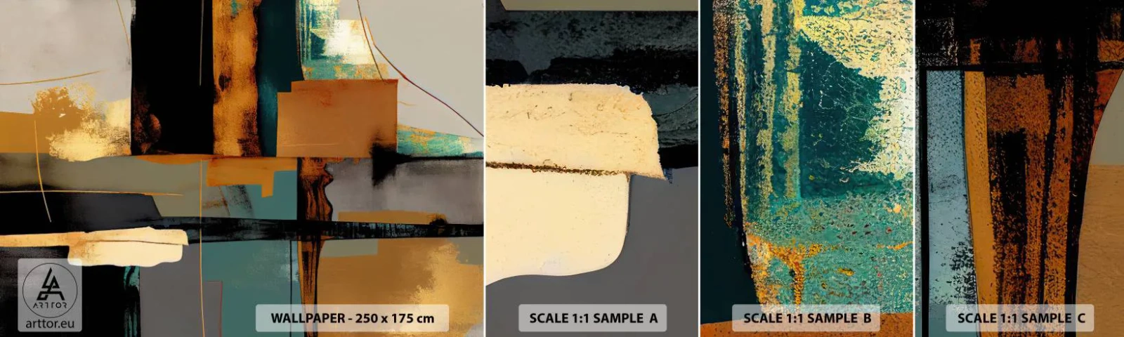 Échantillon de Papier Peint Autocollant Deluxe Sticker - Abstraction – lumière et ombre - Abstraction, Moderne, Morceau - 100x30 cm