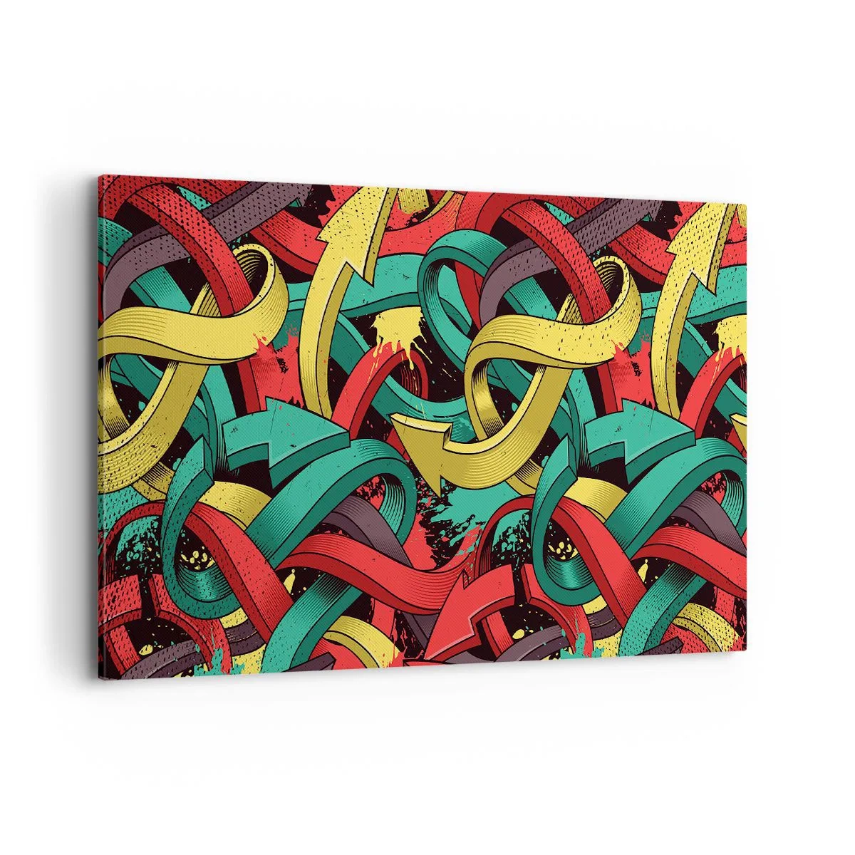 Impression sur toile - Image sur toile - Des flèches abstraites aux couleurs vives créant le chaos - 100x70cm - Quel chemin vers le but ? - Décoration murale moderne pour le salon et la chambre ARTTOR