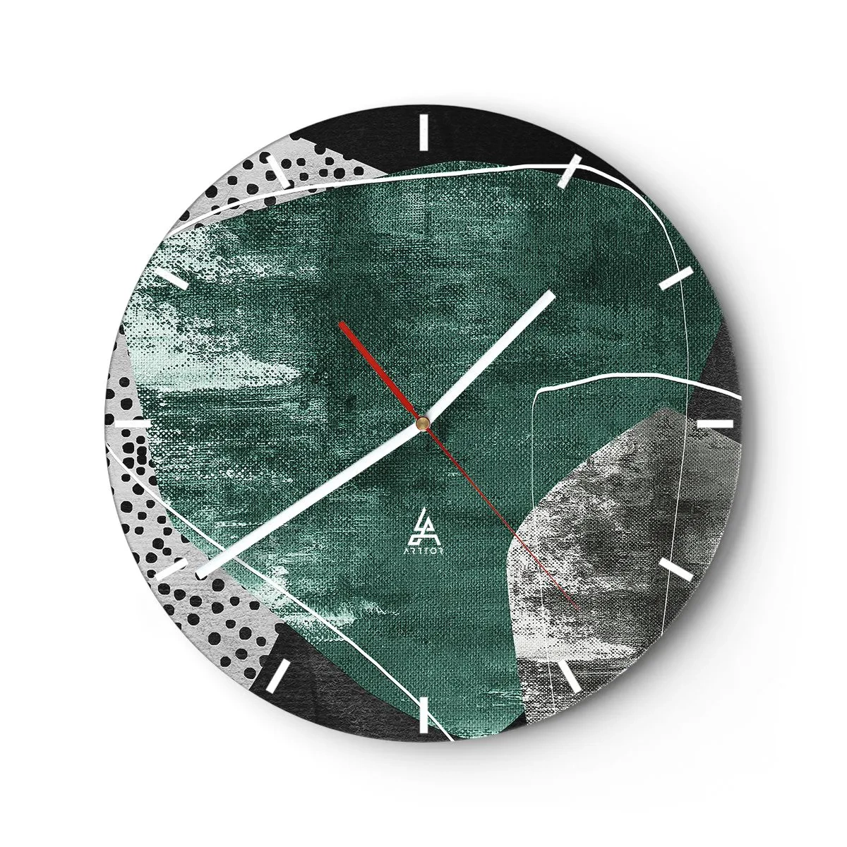 Horloge murale - Pendule murale - Abstraction colorée avec feuille d'or - 40x40 cm