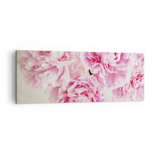 Impression sur toile - Image sur toile - Un bouquet de pivoines roses sur fond clair - 140x50cm - En glamour rose - Décoration murale moderne pour le salon et la chambre ARTTOR