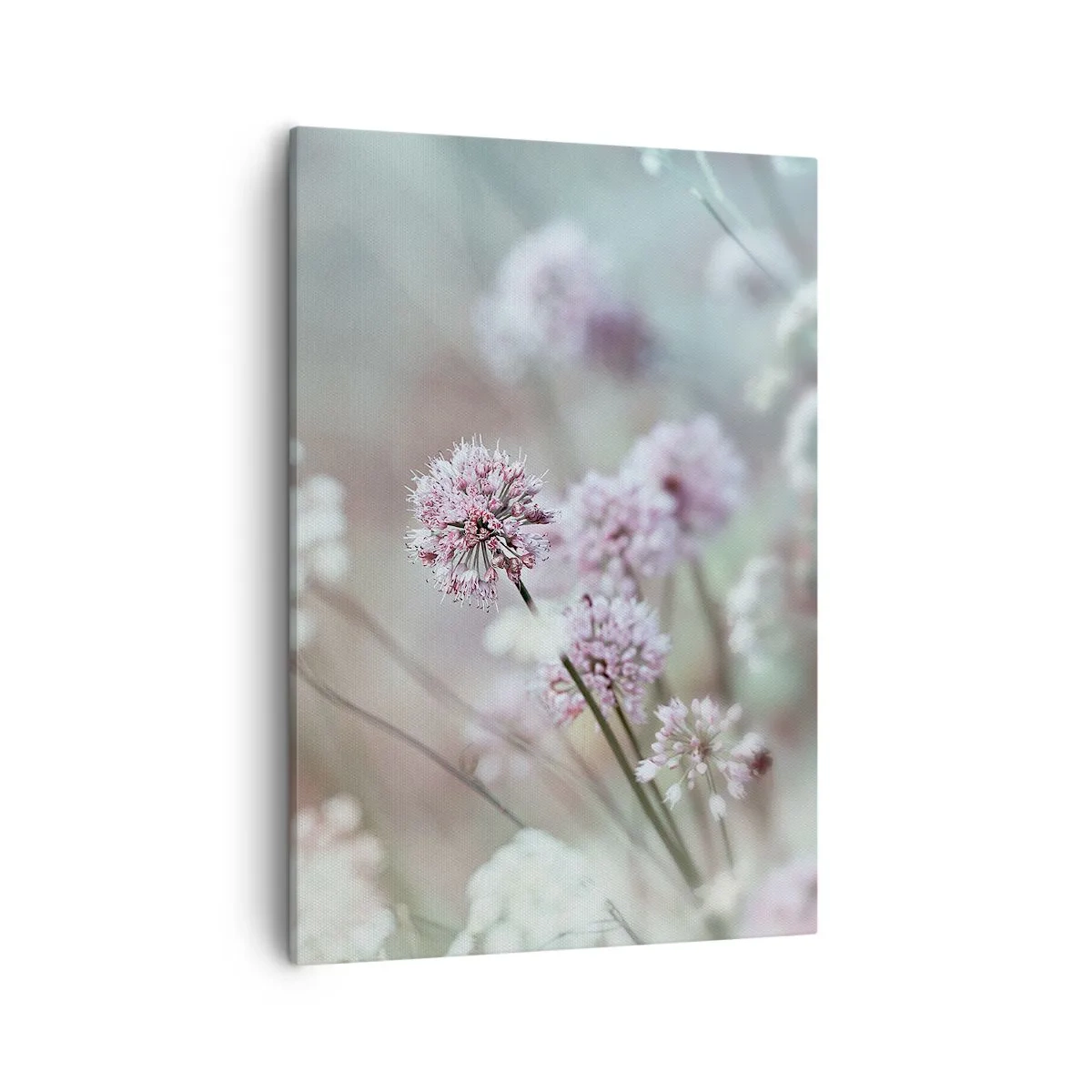Impression sur toile - Image sur toile - Fleurs délicates aux tons pastel - 50x70cm - Herbes douces en filigrane - Décoration murale moderne pour le salon et la chambre ARTTOR