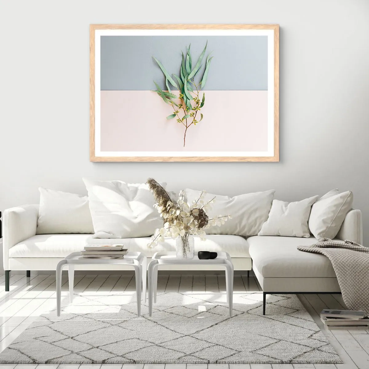 Affiche dans un chêne clair - Poster - Subtilité pastel - 50x40 cm