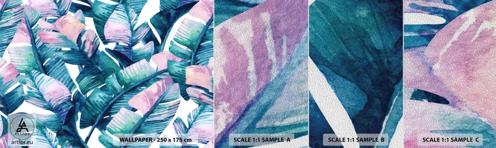 Échantillon de Papier Peint Premium Sand - Dans une bananeraie - Abstraction, Feuilles, Morceau - 100x30 cm