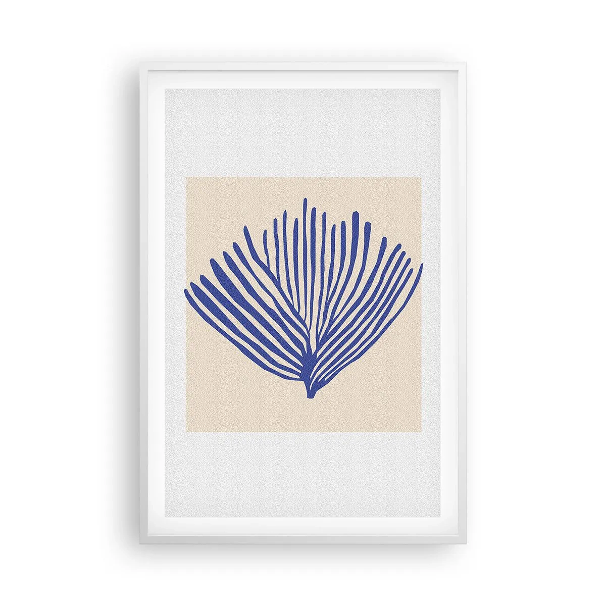 Affiche dans un cadre blanc - Poster - Éventail bleu - 61x91 cm