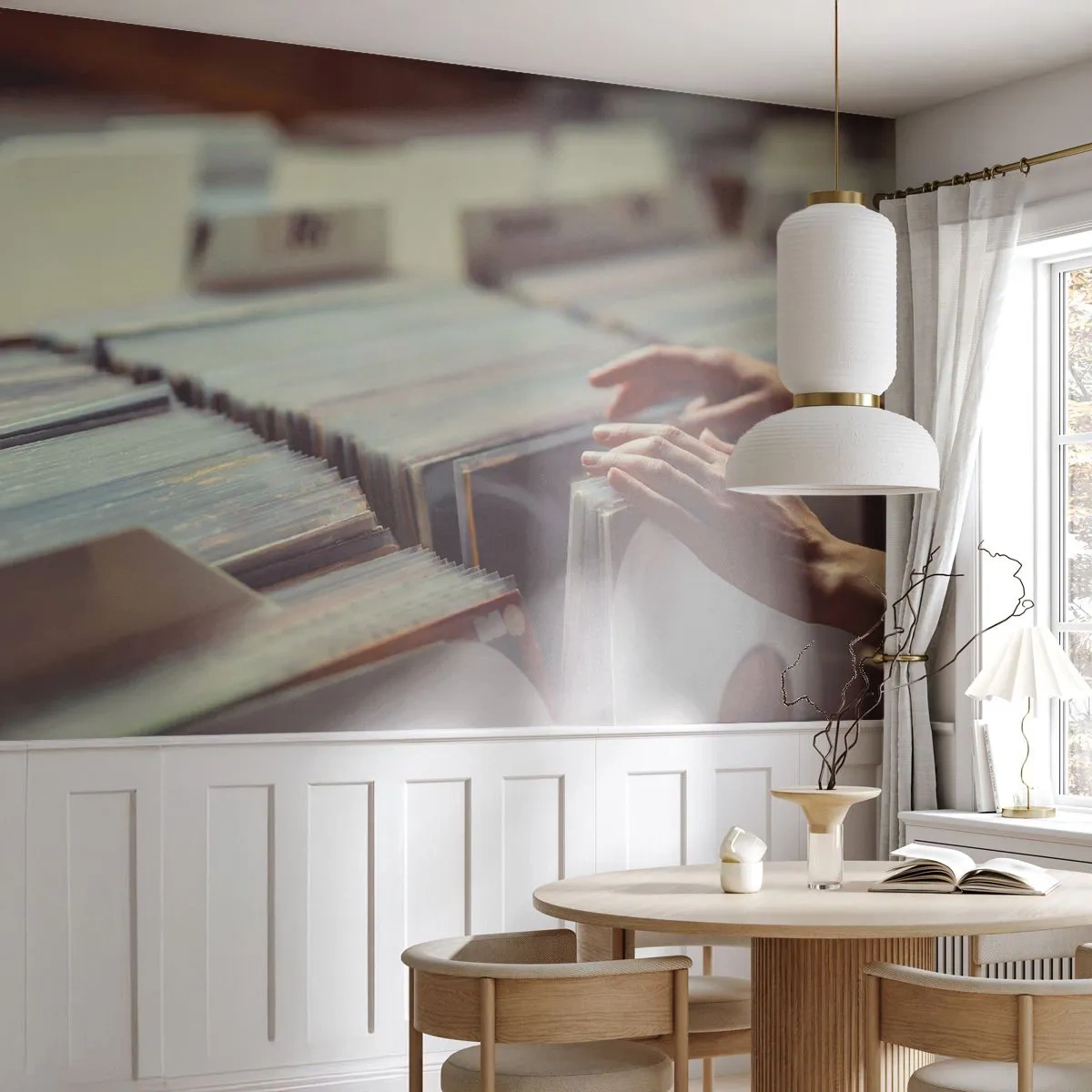 Papier Peint Photo Premium Sand - A la recherche d'émotions - Vinyle, Musique, Magasin de musique - 350x256 cm