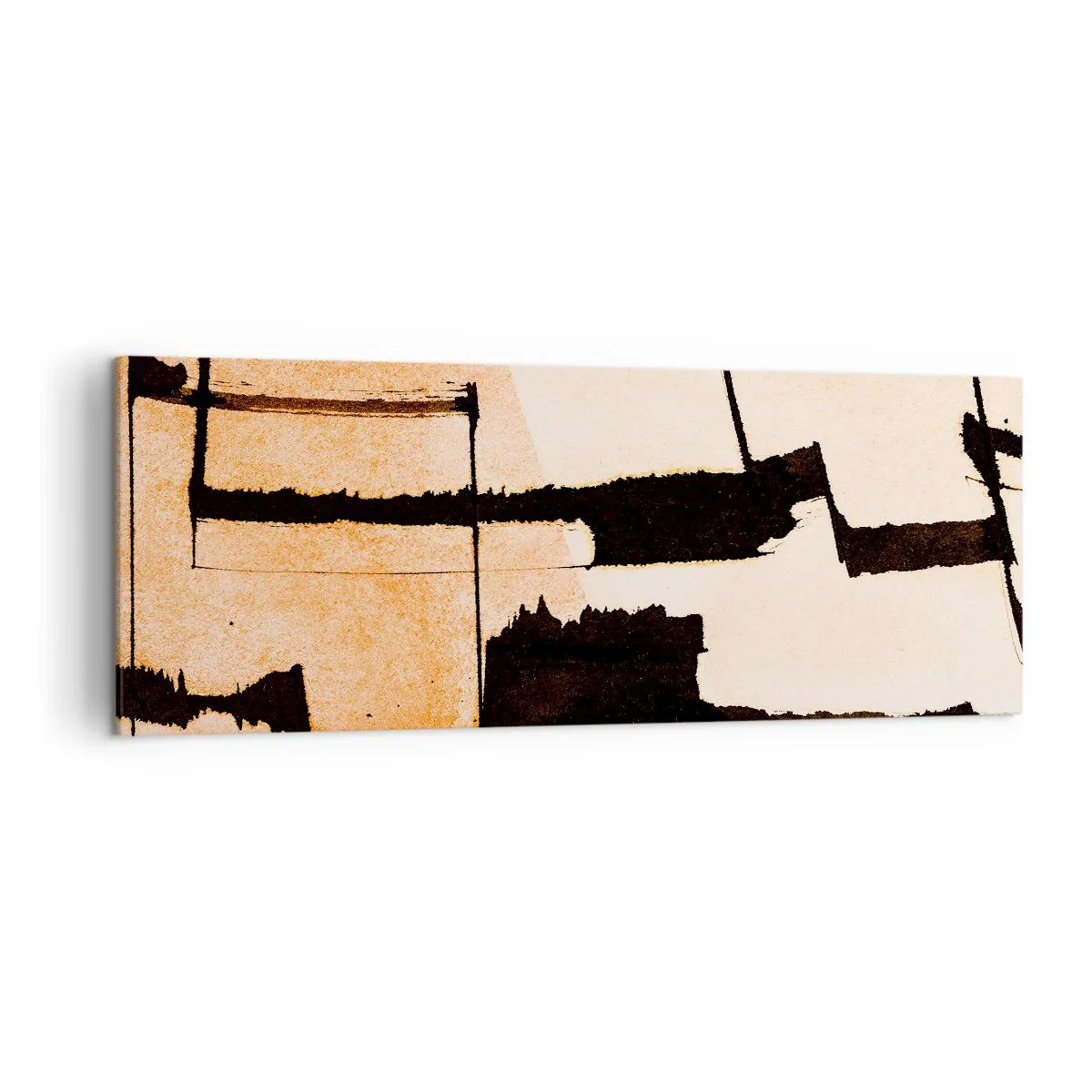 Impression sur toile - Image sur toile - Motifs géométriques dans les tons marron et beige - 140x50cm - De l’ordre malgré tout - Décoration murale moderne pour le salon et la chambre ARTTOR