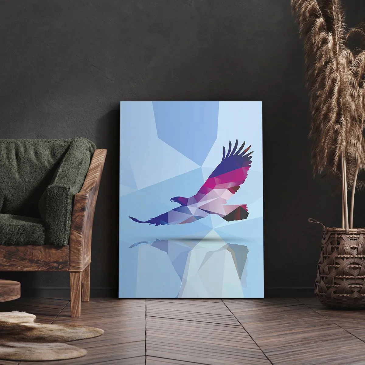 Impression sur toile - Image sur toile - Aigle en cristal lilas - 65x120 cm
