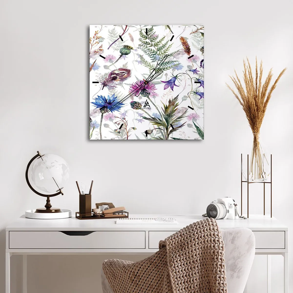 Horloge murale - Pendule murale - Herbier polonais - 40x40 cm