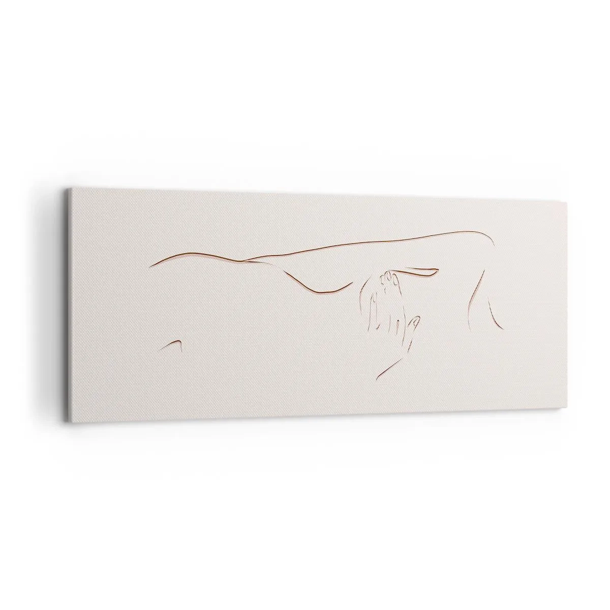 Impression sur toile - Image sur toile - Un dessin au trait subtil d'une silhouette sur un fond clair - 120x50cm - La forme du désir - Décoration murale moderne pour le salon et la chambre ARTTOR