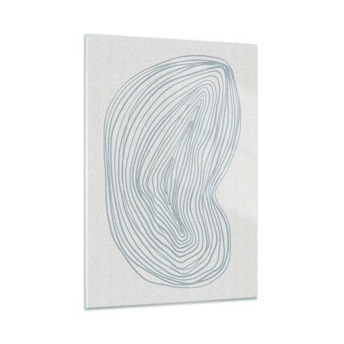 Impression sur verre - Image sur verre - De délicates lignes bleues créent une forme organique et fluide - 50x70cm - Une goutte de sourire - Décoration murale moderne pour le salon et la chambre ARTTOR