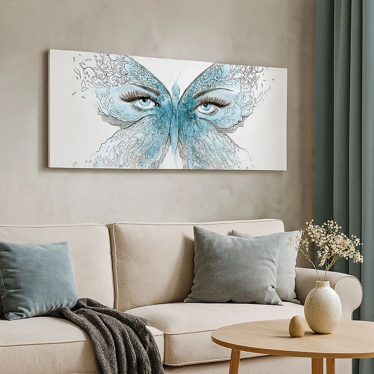Impression sur toile - Image sur toile - Mésange bleue Eros - 100x40 cm