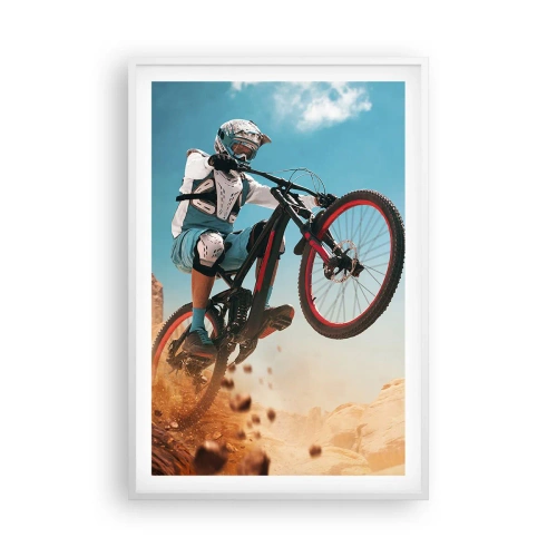 Affiche dans un cadre blanc - Poster - Démon de la folie du vélo - 61x91 cm