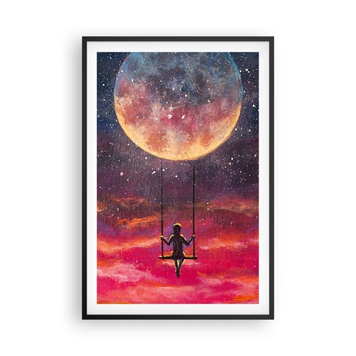 Affiche dans un cadre noir - Poster - Se balancer dans les nuages - 61x91 cm