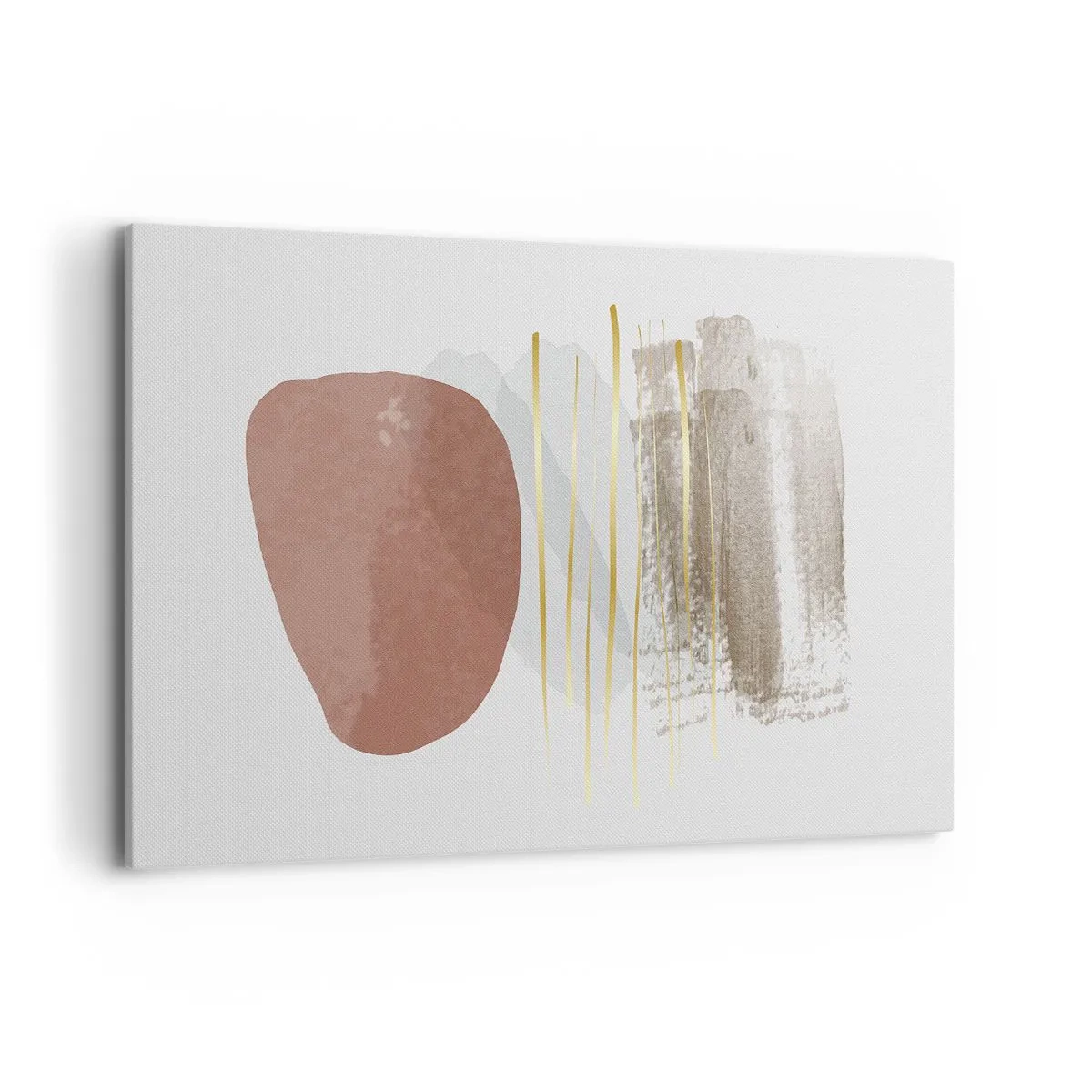 Impression sur toile - Image sur toile - Composition abstraite dans les tons beige et or - 100x70cm - Colonnade abstraite - Décoration murale moderne pour le salon et la chambre ARTTOR