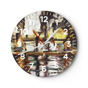 Horloge murale - Pendule murale - Dans un paradis polynésien - 40x40 cm