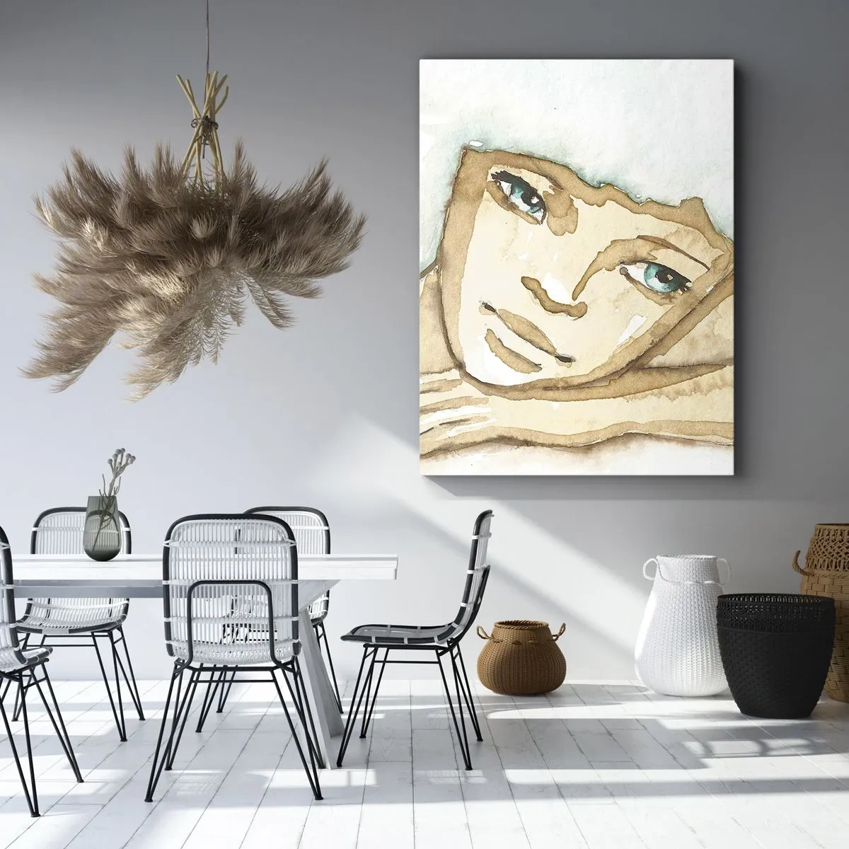 Impression sur toile - Image sur toile - Portrait artistique d'une femme aux couleurs pastel - 80x120cm - L'arbre de la poésie naît du silence - Décoration murale moderne pour le salon et la chambre ARTTOR