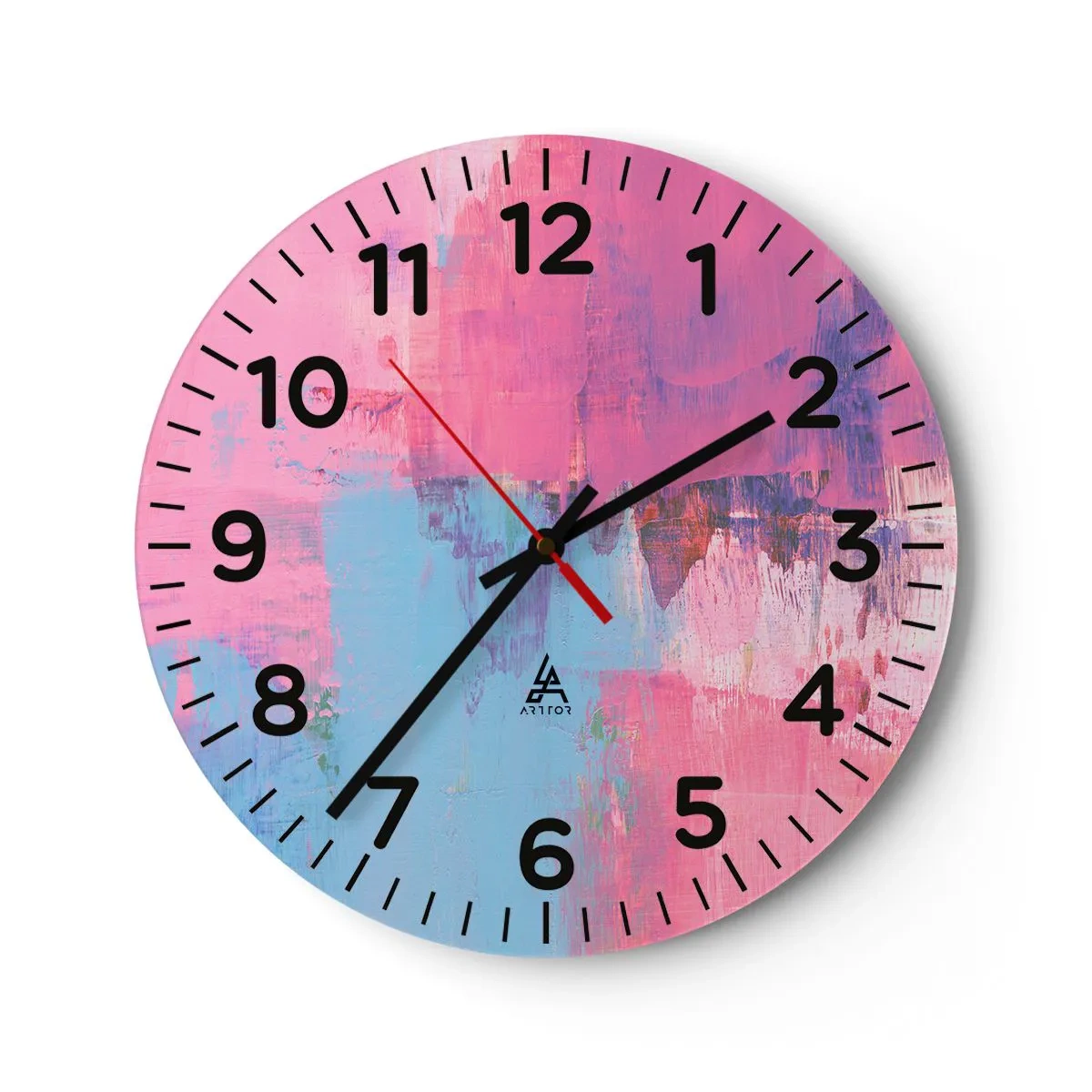 Horloge murale - Pendule murale - Du rose, du bleu et une pincée de lumière - 40x40 cm