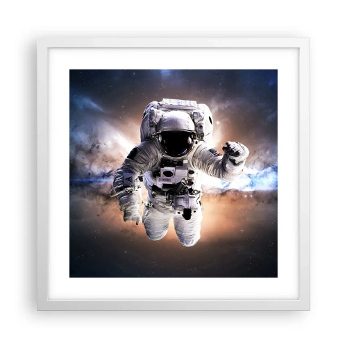 Affiche dans un cadre blanc - Poster - Salutations de l'espace - 40x40 cm