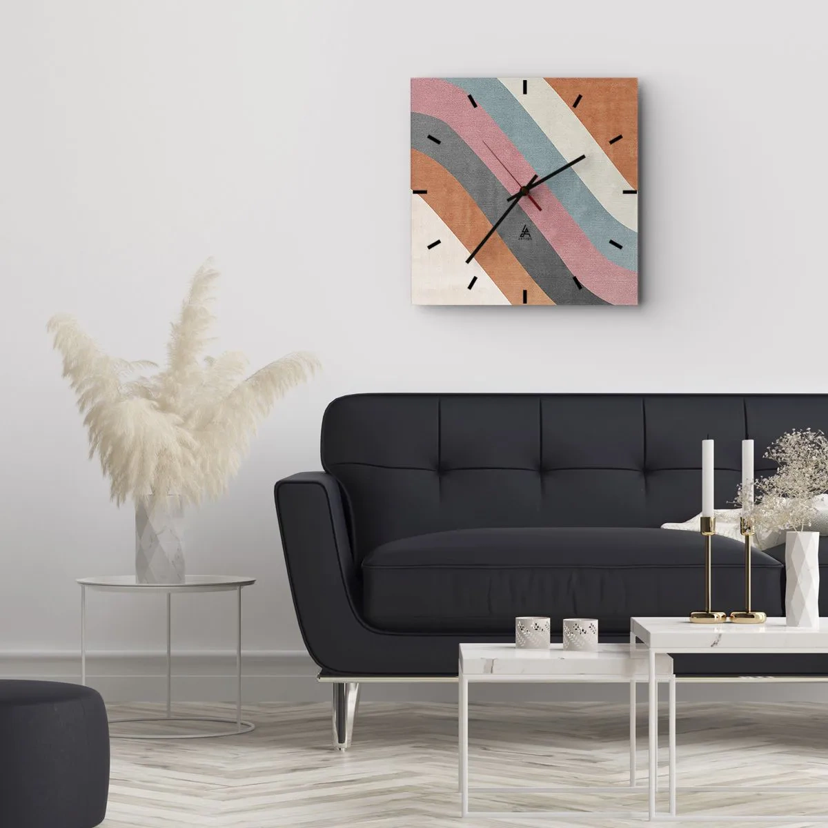 Horloge murale - Pendule murale - Composition diagonale – mouvement - 40x40 cm