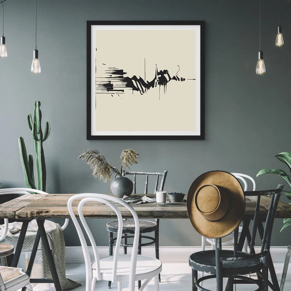 Affiche dans un cadre noir - Poster - Abstraction hâtive - 50x50 cm