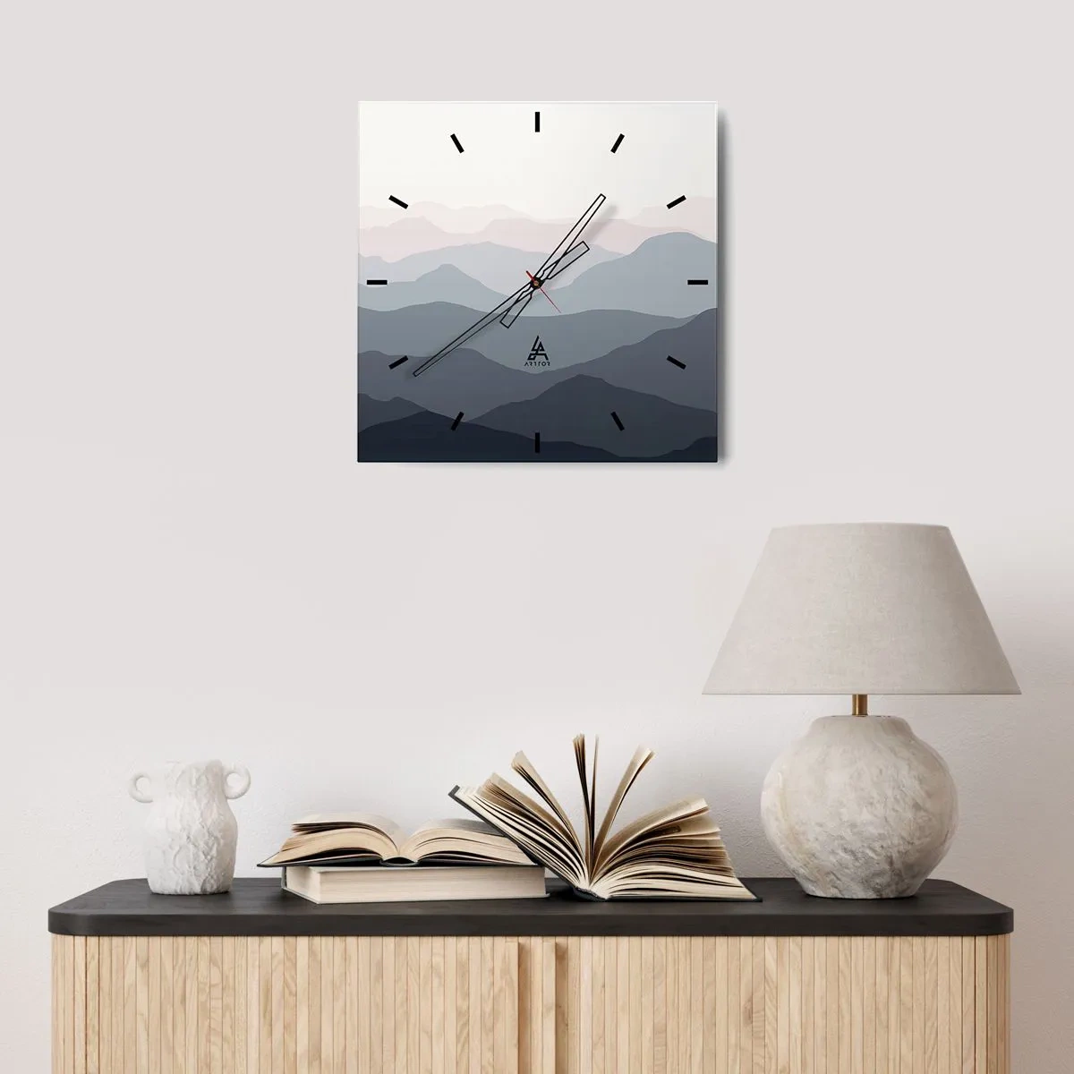 Horloge murale - Pendule murale - Vagues de montagnes - 30x30 cm