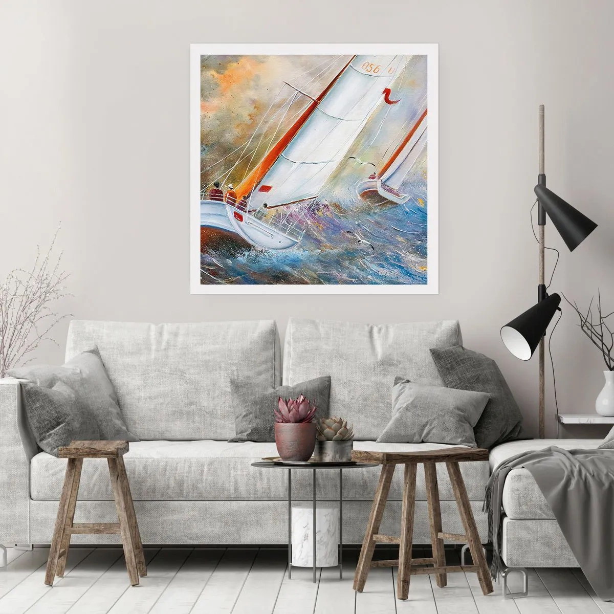 Affiche - Poster - Concourir sur les vagues - 30x30 cm