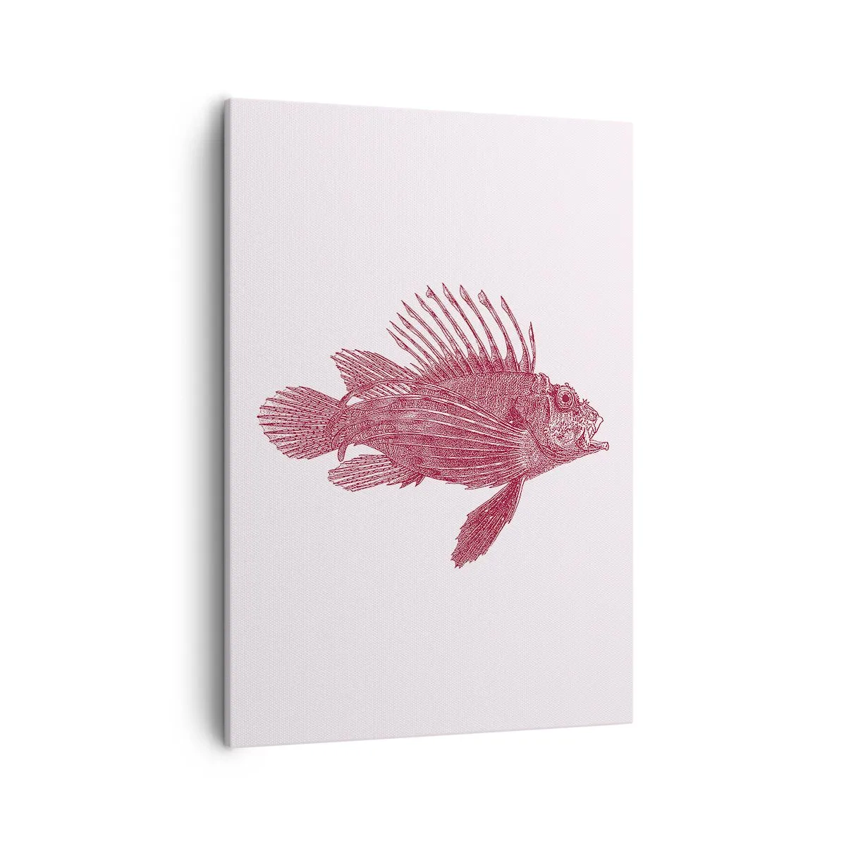 Impression sur toile - Image sur toile - Dessin d'un poisson dans une teinte rouge - 50x70cm - Un habitant des eaux exotiques - Décoration murale moderne pour le salon et la chambre ARTTOR