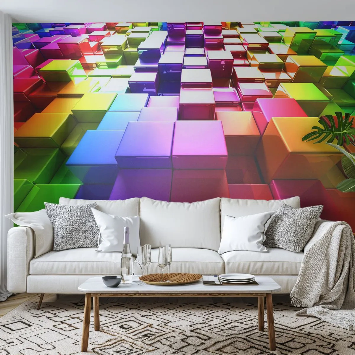 Papier Peint Photo Standard Eco - Collaboration Op art dans une équipe - Abstraction, Graphique, 3D - 400x280 cm