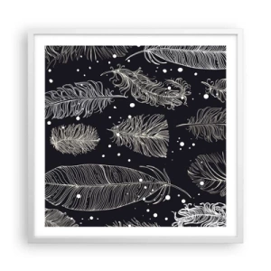 Affiche dans un cadre blanc - Poster - Toile de plumes - 60x60 cm
