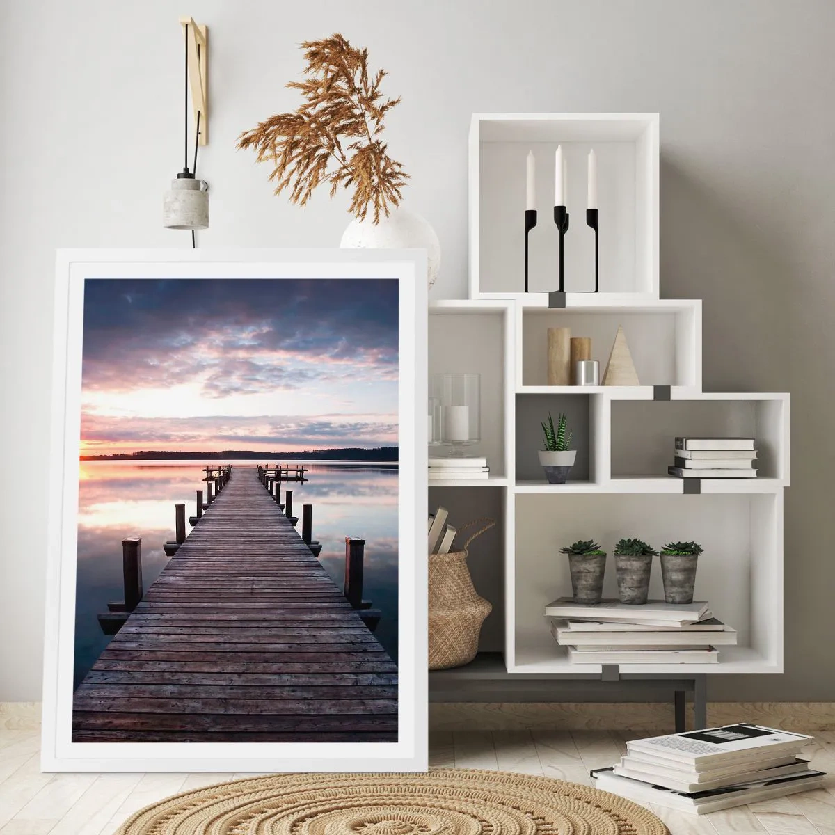 Affiche dans un cadre blanc - Poster - Une frontière tranquille entre le jour et la nuit - 61x91 cm