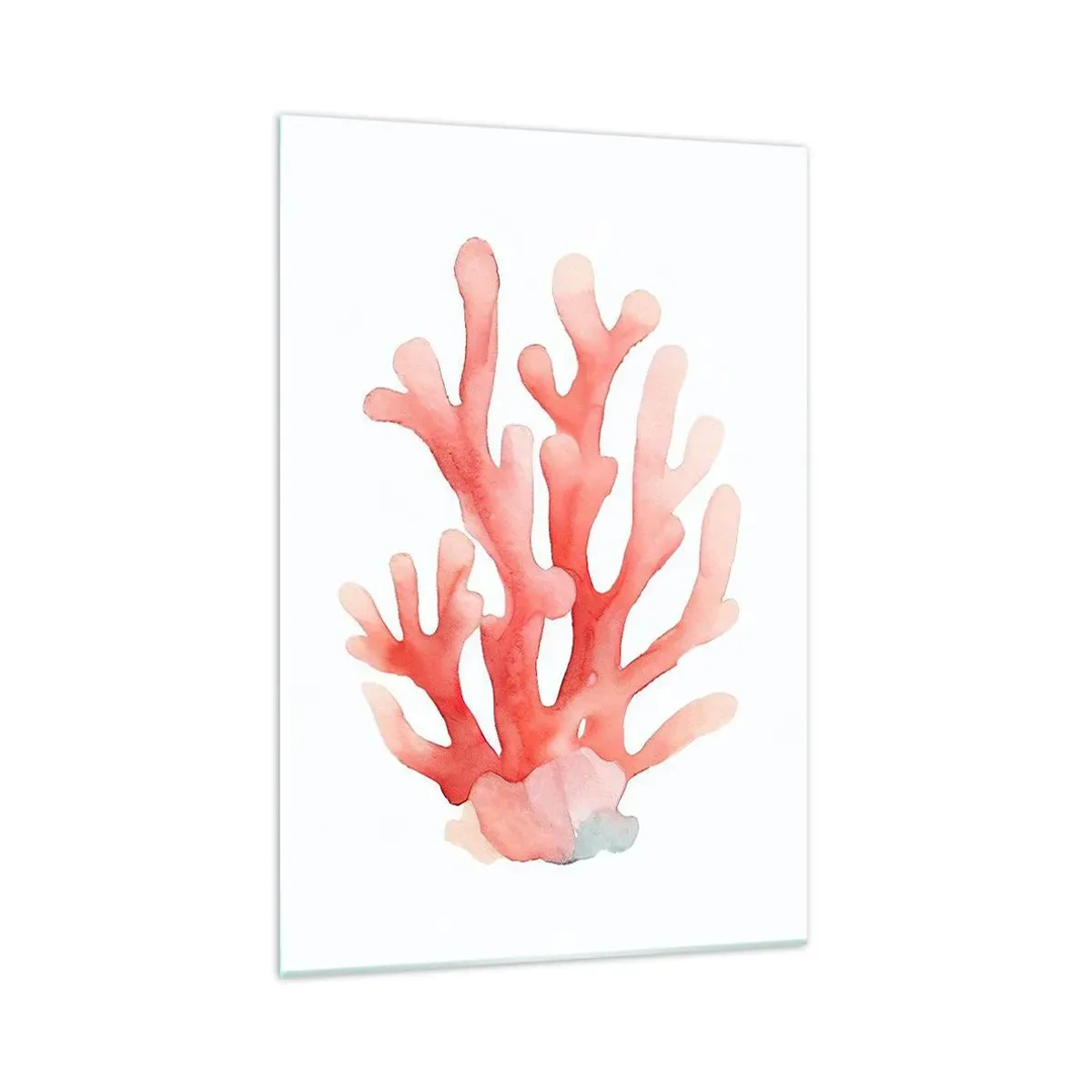 Impression sur verre - Image sur verre - Une illustration subtile de corail dans des tons pastel - 70x100cm - Corail couleur corail - Décoration murale moderne pour le salon et la chambre ARTTOR