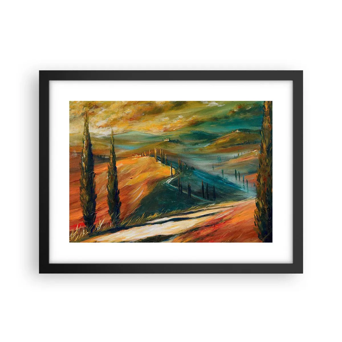 Affiche dans un cadre noir - Poster - paysage toscan - 40x30 cm