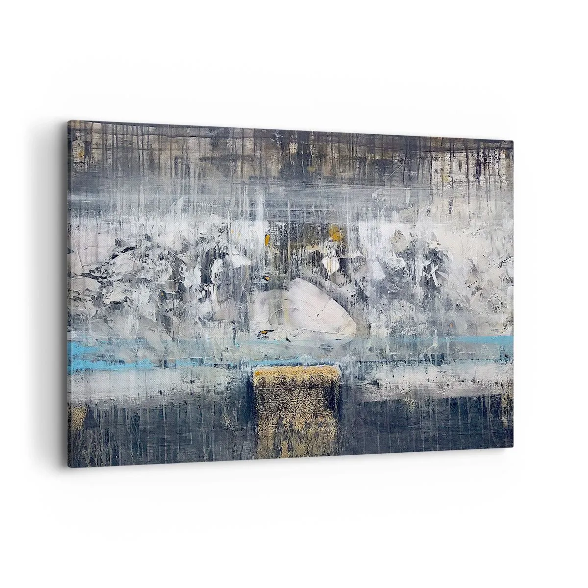 Impression sur toile - Image sur toile - Composition abstraite aux tons froids - 120x80cm - Comme sur la glace, comme après décembre - Décoration murale moderne pour le salon et la chambre ARTTOR