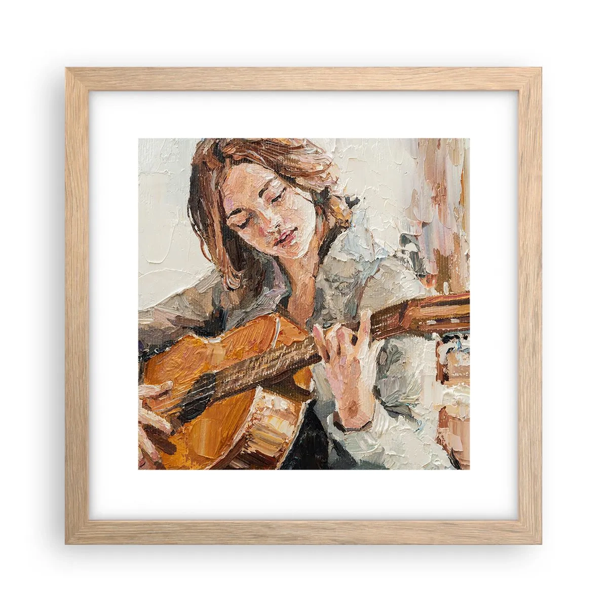 Affiche dans un chêne clair - Poster - Concerto pour guitare et coeur de fille - 30x30 cm