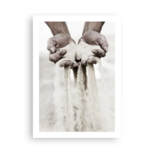 Affiche - Poster - Mains tenant du sable, symbolisant la fugacité et la fragilité du moment - 50x70cm - Avec ces mains… - Décoration murale moderne pour le salon et la chambre ARTTOR