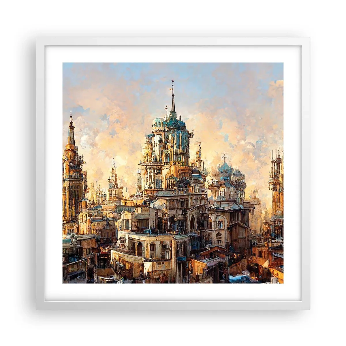 Affiche dans un cadre blanc - Poster - Ville des villes - 50x50 cm