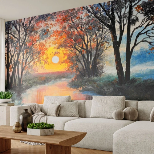 Papier Peint Photo Standard Eco - Climats de printemps - Paysage, Rivière, Des arbres - 400x280 cm