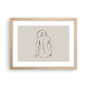 Affiche dans un chêne clair - Poster - Femme nue - 40x30 cm