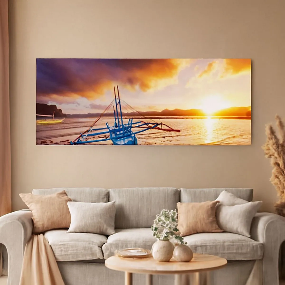 Impression sur toile - Image sur toile - Allongez-vous dans le sable après une longue journée - 100x40 cm