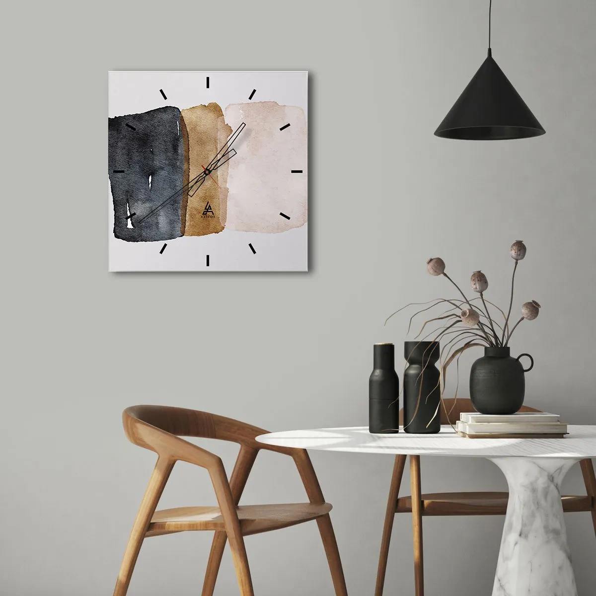 Horloge murale - Pendule murale - Composition de couleurs de la terre - 30x30 cm